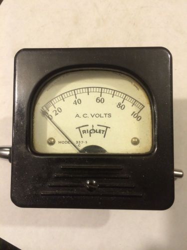 Vintage Triplett Model 337-S  AC Volt Meter in Bakelite Case, Old Volt Meter