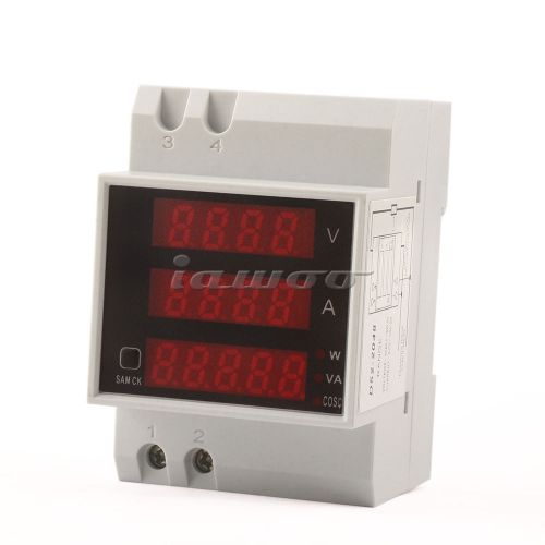 Din rail led display voltmeter ammeter power range ac80-300v/ 0-100a/5-30000w for sale