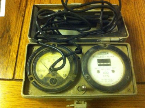 Vintage Frequency Test Meter Set In Metal Case - Frahm &amp; Phastron Meters - Look!