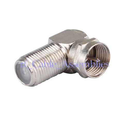 10 lot 90 degree right angle f-type connector adapter male-female coaxial tv cab for sale