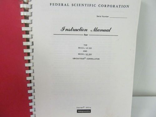 Federal Scientific UC-201,UC-202 Ubiquitous Correlator Operations/Service Manual