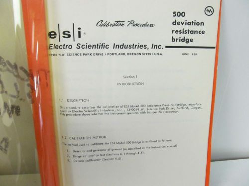 ESI 500 Deviation Resistance Bridge Calibration Procedure