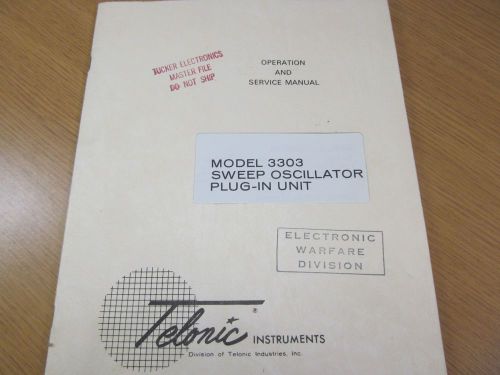 Telonic 3303 Sweep Generator Plug In Unit Operation and Service Manual w/  46270