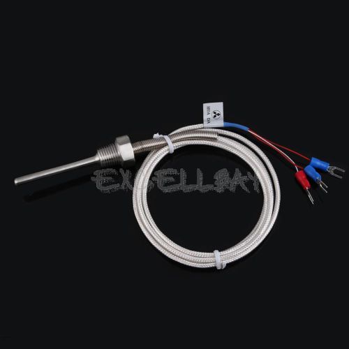 1m Silver Plated Cable 0-500 Degree PT1 Thread RTD 50mm Probe Temp Sensor E0Xc