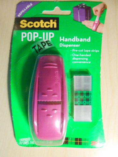Scotch POP-UP Pink Handband TAPE Dispenser REFILLABLE With 75 Strips