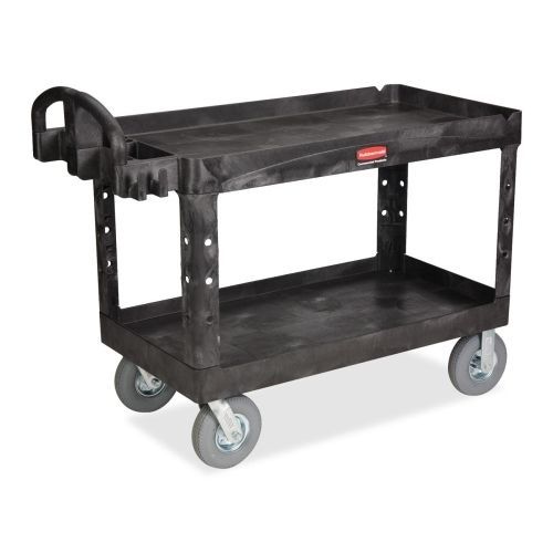 Rubbermaid Large Utility Cart with Lipped Shelf - 2 Shelf- 750lb Capacity -Blk