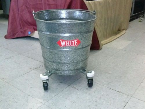 galvanized 16 quart mop bucket with casters/wheels Mfg. White