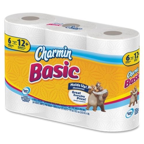 Charmin Basic Big Roll Toilet Paper - 1 Ply - 308 Sheets/Pack - 6 / Pack - White