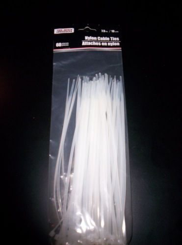 TOOL BENCH~~NYLON WHITE CABLE TIES 60 IN PACK  7.5IN 19 CM