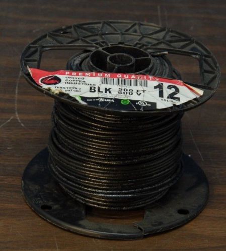 150&#039; CME Wire RoHS 12 AWG Solid THHN/THWN 600V, VW-1 for Appliances, Black