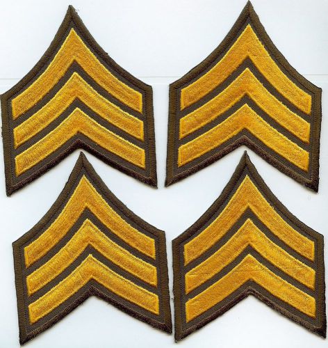 Brand New 4 Sergeant Embroidered Chevron Stripes Gold Brown Police Patch