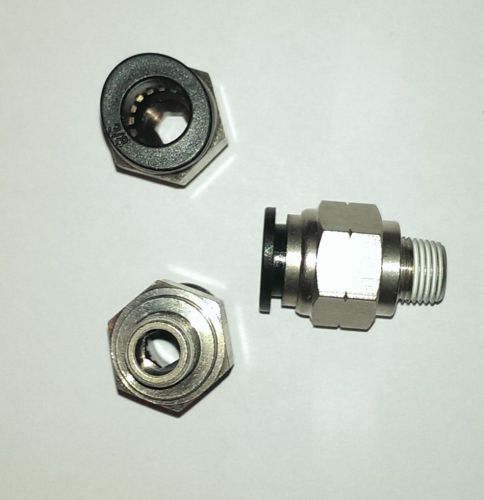 3 pcs Push to Connect Tube Straight Fitting, 3/8 Tube 1/8 NPT Male