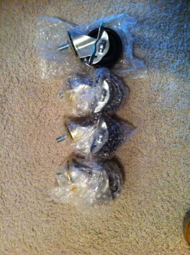 Set Of 4 Black Poly 3&#034; Ball Bearing Caster Wheels With Brakes