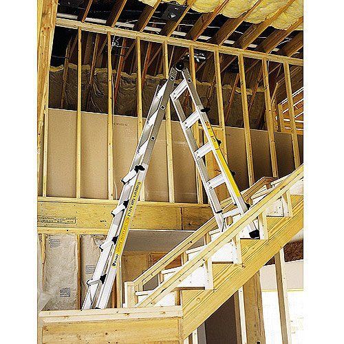 Lot of 3! 17ft worlds greatest ladder aluminum 5 positions adjustable/ scaffold for sale