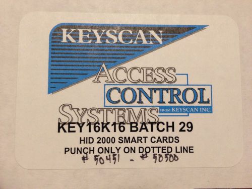 Keyscan key16k16 HID 2000 smart cards/buttons Keyscan proprietary format