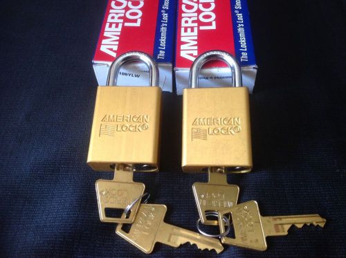 2 (two) american 1-1/2&#034; aluminum body padlock re-keyable 1105 yellow many uses for sale
