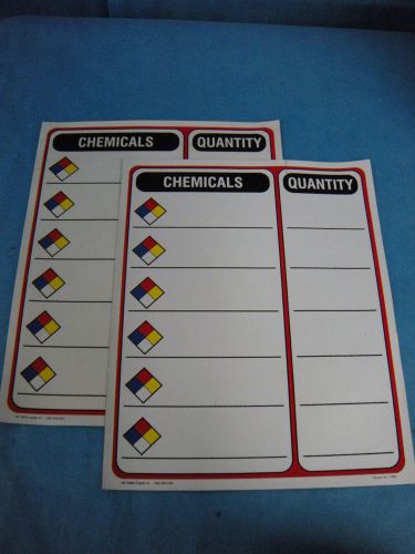 Lab safety supply magnetic nfpa chemical contents sign 15&#034; x 12&#034;, 17906 pair for sale