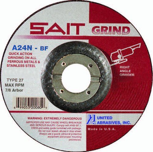 SAIT 20015 Type 27 Grinding Wheel, 4 x 1/4 5/8, A24N, 25-Pack