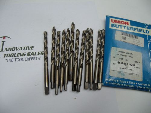 1/4 jobber length co drill hd bright union butterfield brand 12pcs for sale