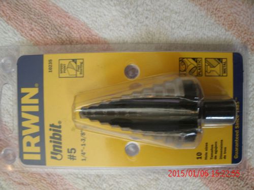 Irwin unibit #5  -  1/4&#034; to 1-3/8&#034;  -  1/2&#034; shank 10 step drill bit  -  10235 for sale