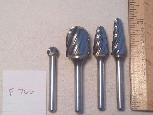4 NEW 6 MM SHANK CARBIDE BURRS FOR CUTTING ALUMINUM. METRIC. MADE IN USA  {F766}