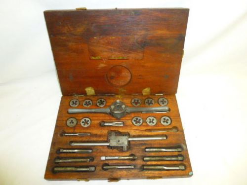 Vintage craftsman ? 24 piece tap &amp; die set in original wood box for sale