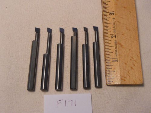 6 USED SOLID CARBIDE BORING BARS. 1/4&#034; SHANK. MICRO 100 STYLE. B-200 (F171}
