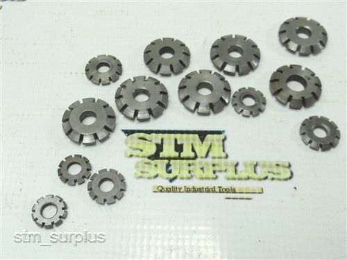NICE LOT OF 13 HSS MICRO DOUBLE ANGLE MILLING CUTTERS 5/8&#034; TO 1&#034; WITH 1/4&#034; BORE