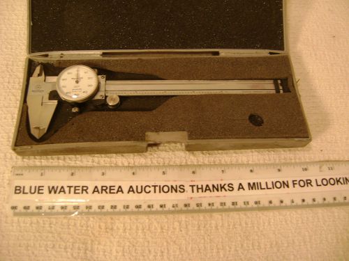 MITUTOYO # 505-637 Dial Caliper, 6&#034; Travel x .001&#034; Increments, Smooth, w/ Case