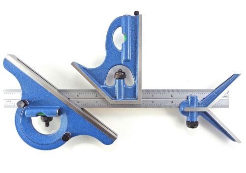 Blem cosmetic second pec 12&#034; 16r 4 pc combination machinist square protractor for sale