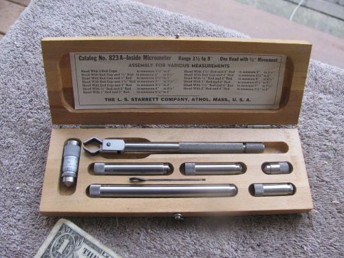 Starrett 823 1 1/2 to 8&#034; tubular inside micrometer satin toolmaker tool tools