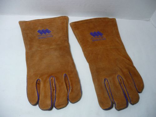 WELDMARK  Welding Gloves Leather 13.5&#034;  Gold w/ Blue trim. Used but minimal use.