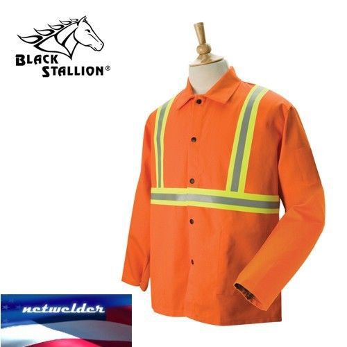 Black stallion fr orange welding coat w/ reflective ~ fo9-30c/rtt - medium for sale