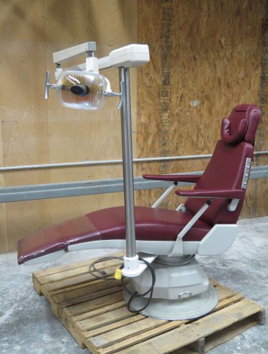 Ritter Red Dental Operatory Chair w/ A-dec 6300 Post Mount Light Adec