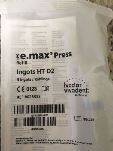 Ivoclar emax press ingots emax HT D2 - REF # 626333 5pk Pressable Ceramic ORIGIN