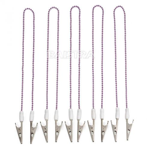 5Pc Dental Instrument Bib Clips Flexible Ball Chain Napkin Holder Purple Color