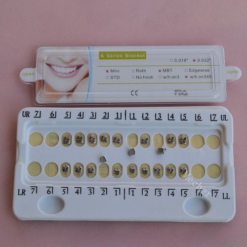 Orthodontic MBT bracket MIM monoblock bracket 345 with hook  0.022&#034; 10kits