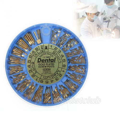 Dental new 240pcs mix Conical Nordin Screw Posts Kits Refills 24K Gold Plated