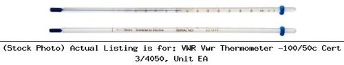 Vwr vwr thermometer -100/50c cert 3/4050, unit ea labware for sale