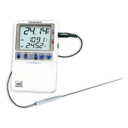 Traceable Hi-Accuracy Dual Thermometer - One Stainless-Steel Probe 1 ea