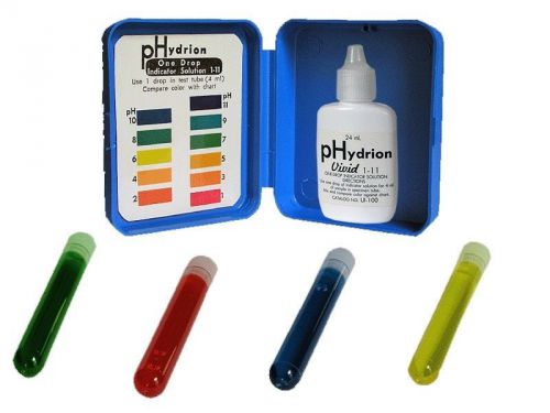 Ph hydrion one drop indicator solution, good for biodiesel 1.0 to 11.0 for sale