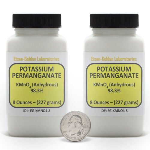 Potassium Permanganate [KMnO4] 98% Pourable Powder 1 Pound in Two Bottles USA