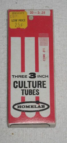 NEW/Old Vintage Homelab Science Lab (3Pk) 3&#034; Glass Culture Tubes Part 20-2:.25