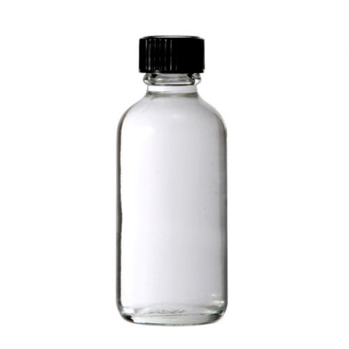 12 PCS, 2 oz [60 ml] Clear Boston Round Glass Bottles with Cone Caps