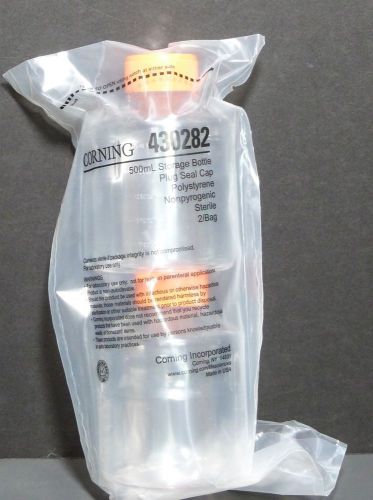 NEW 2pk Corning 500mL Easy Grip Polystyrene Storage Bottles w/45mm Caps 430282