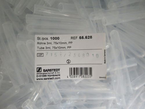 Qty 1000 sarstedt pp tubes 3ml 10 x 75mm  round base # 55.528 for sale