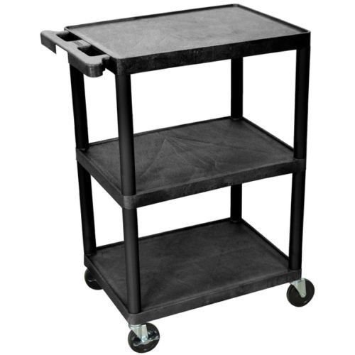 Utility Cart 3 Shelf with Swivel Casters Black Luxor LP34