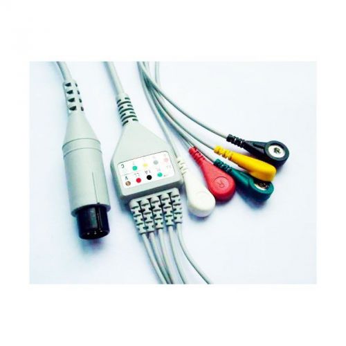 5-Lead Shielded ECG Cable (non-detachable leads,snap)RA, RL, C, LL, LA