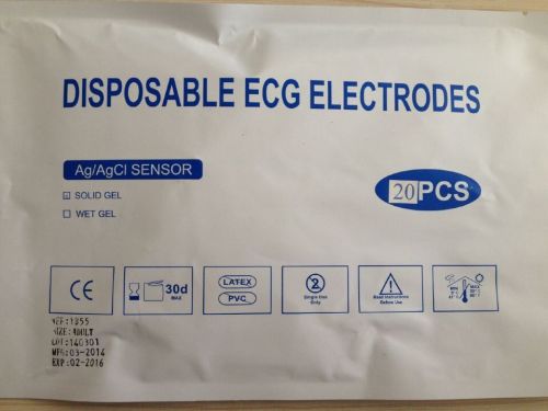 20pcs CE Adult disposable ecg ekg electrodes foam round Ag/AgCI sensor 50mm