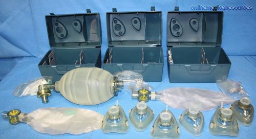Laerdal 87 series silicone resuscitator kits 6 masks lot of 3 for sale